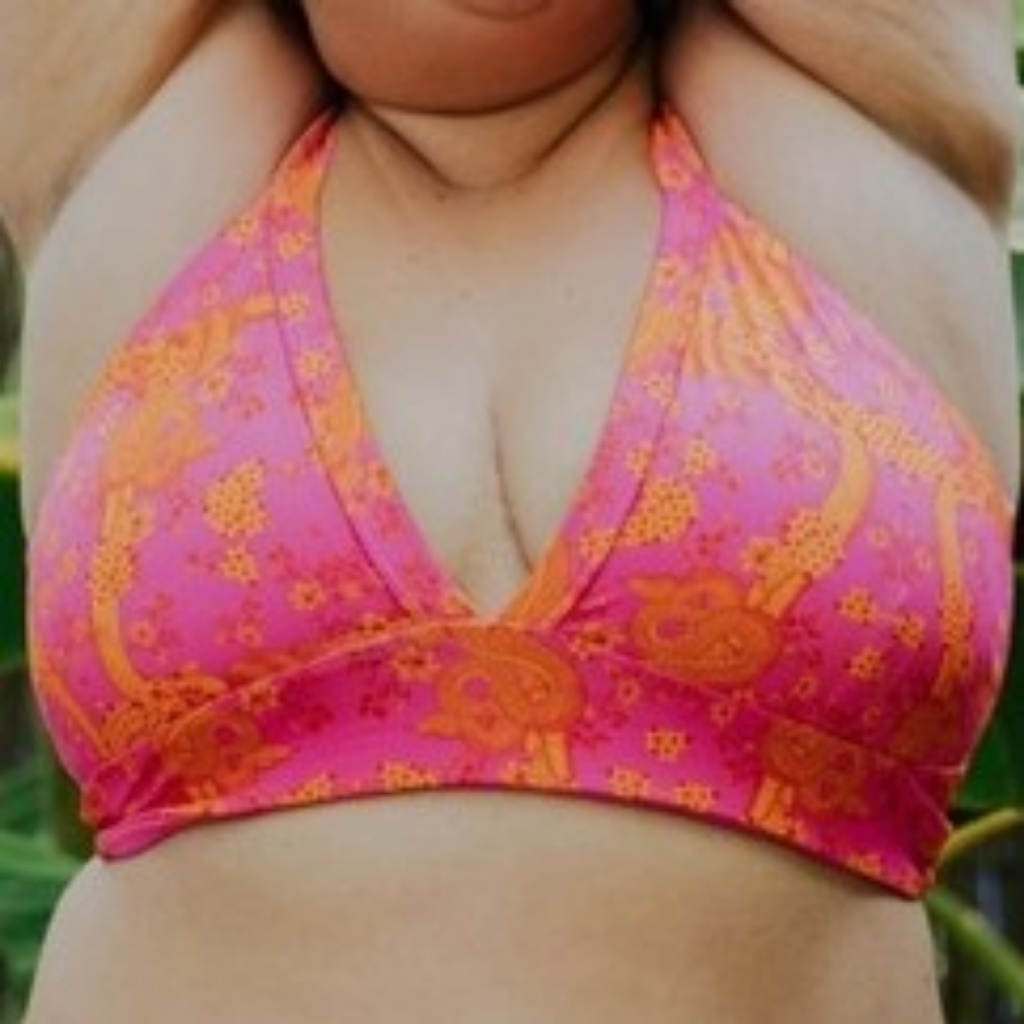 Kitty And Vibe Pink Orange Snake Floral Talia Vibe Banded Triangle Bikini Top D — image 3 of 8